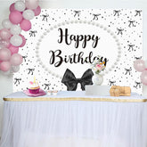 Lofaris White Black Bow Pearl Necklace Happy Birthday Backdrop